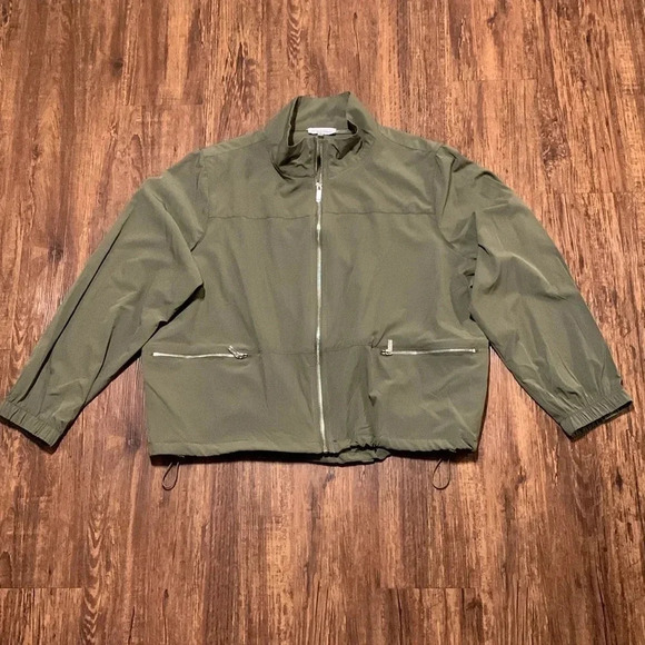 Calvin Klein Bomber Jacket Olive Green Women’s Size Large - Picture 1 of 9